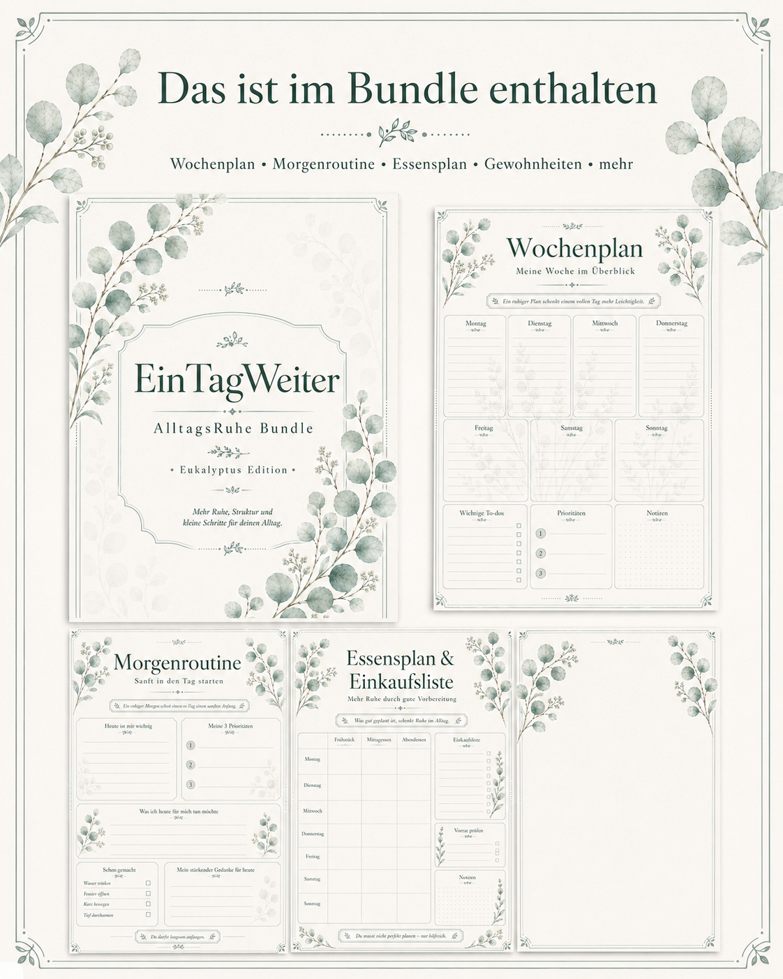 EinTagWeiter - Wochenplaner Bundle – Eukalyptus Edition