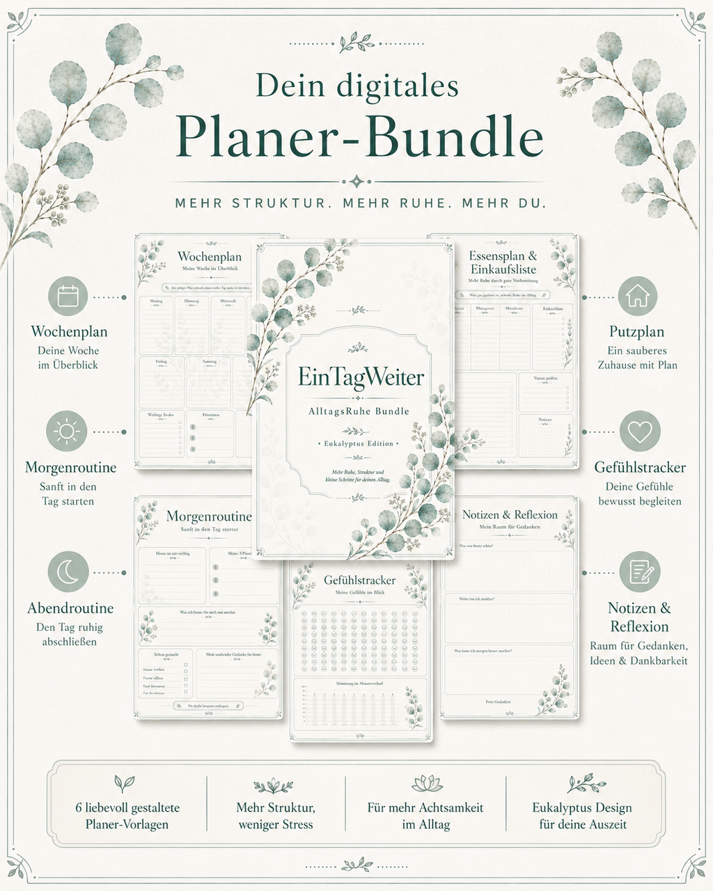 EinTagWeiter - Wochenplaner Bundle – Eukalyptus Edition