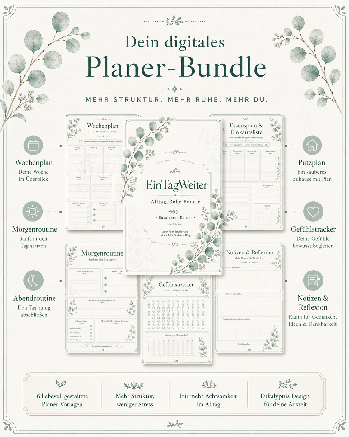 EinTagWeiter - Wochenplaner Bundle – Eukalyptus Edition